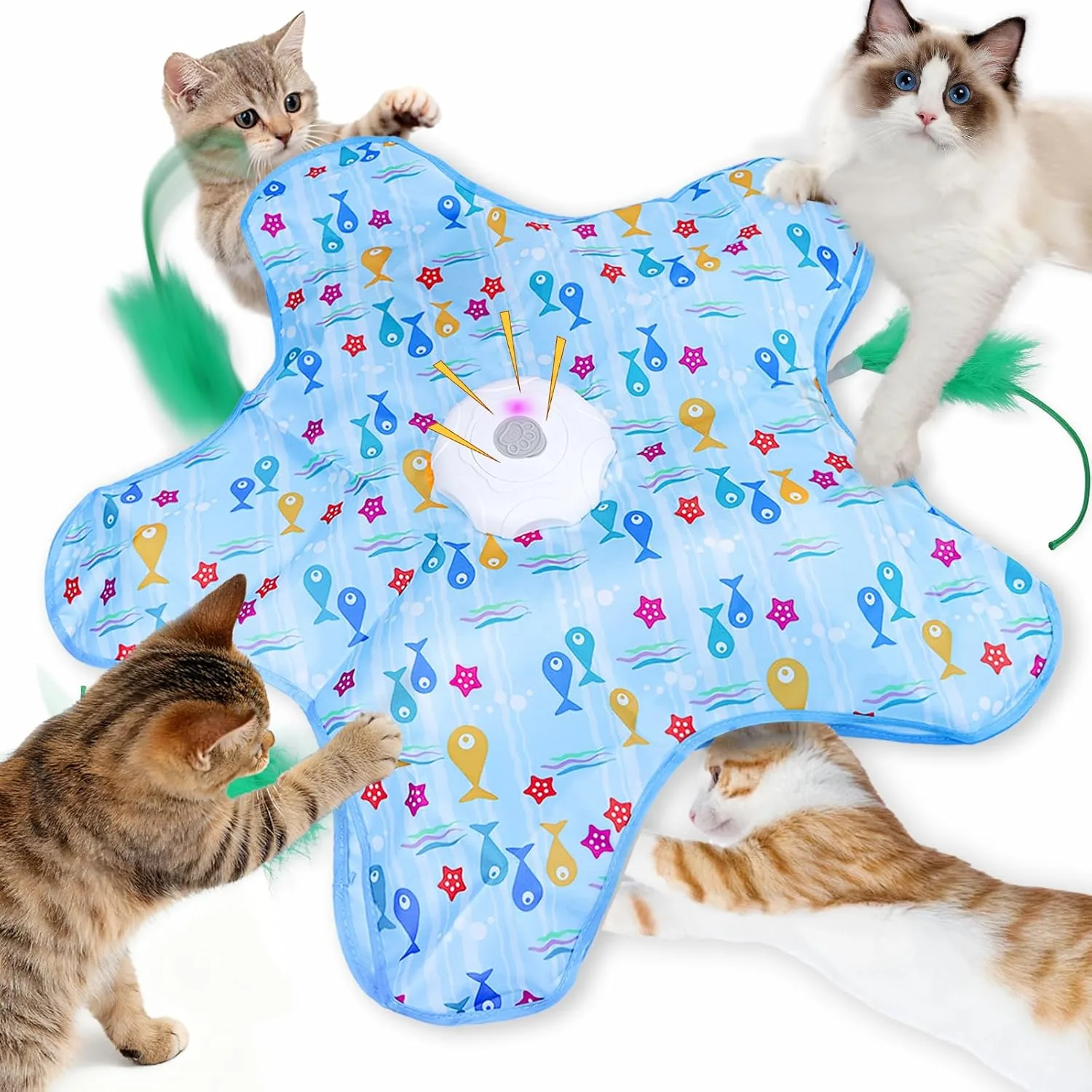 FIVAVA Interaktives Katzenspielzeug Elektrisch mit austauschbaren Federn