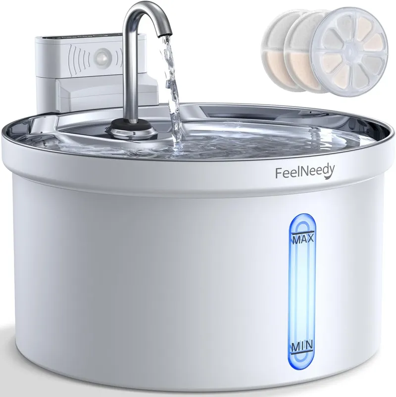 FEELNEEDY 3,5L Katzenbrunnen Edelstahl Kabellos